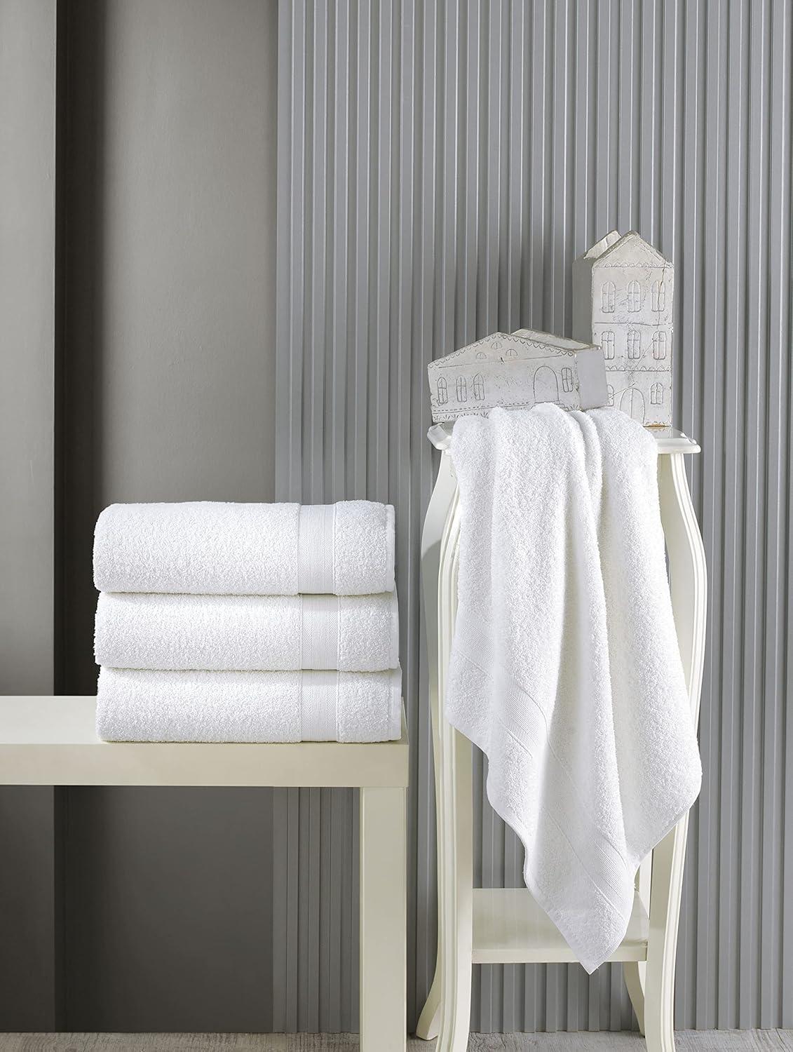 White Quick-Dry Turkish Cotton Bath Towels 27" x 54" Set of 4