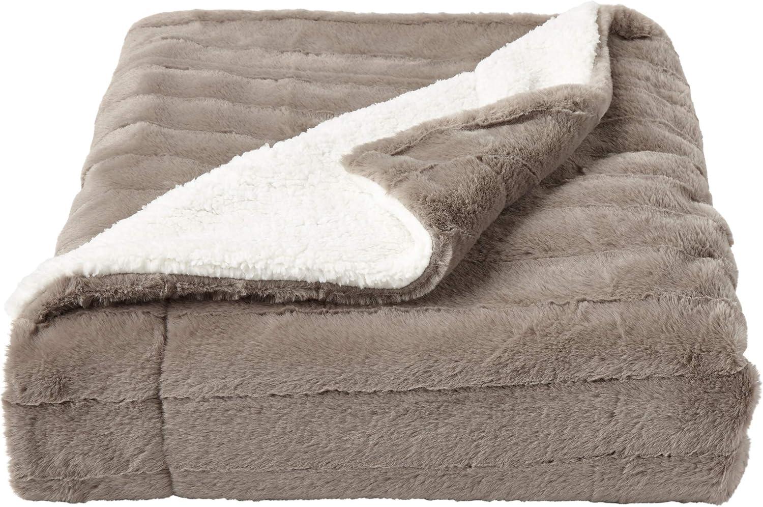 LHC 66-Throw027 Faux Fur Jacquard Throw Blanket - 60 x 70 in. - Coffee