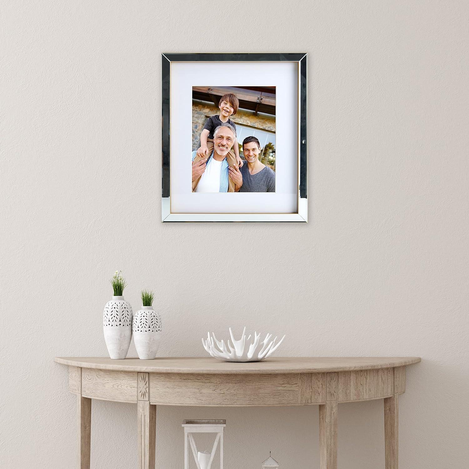 Mikasa Mirror Gallery Frame With Gold Sides 13x15 Frame Holds 11x14 Photo Without Mat or 8x10 Photo With Mat Vertical or Horizontal Display