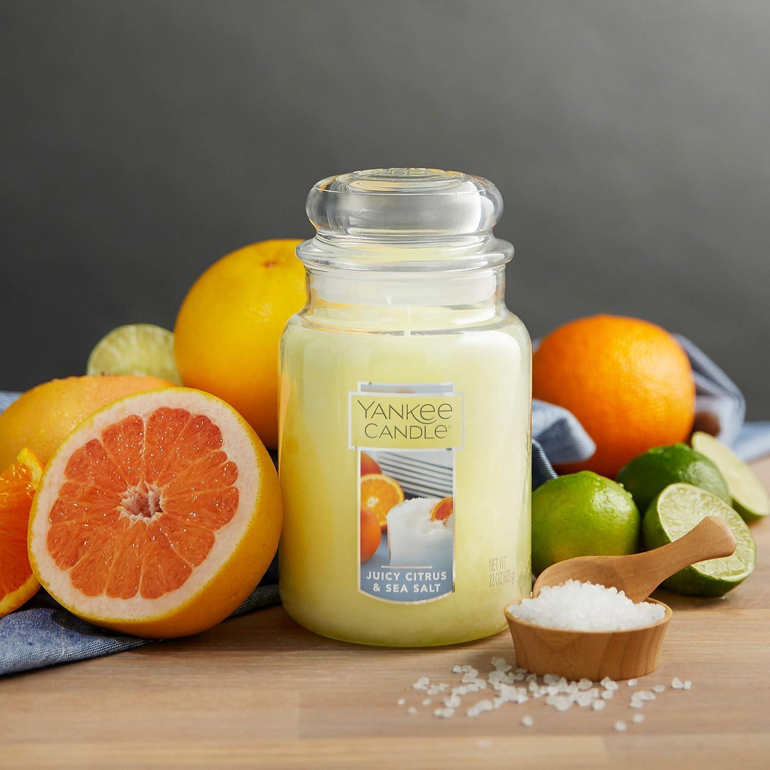 Large Yellow Juicy Citrus & Sea Salt Scented Jar Candle