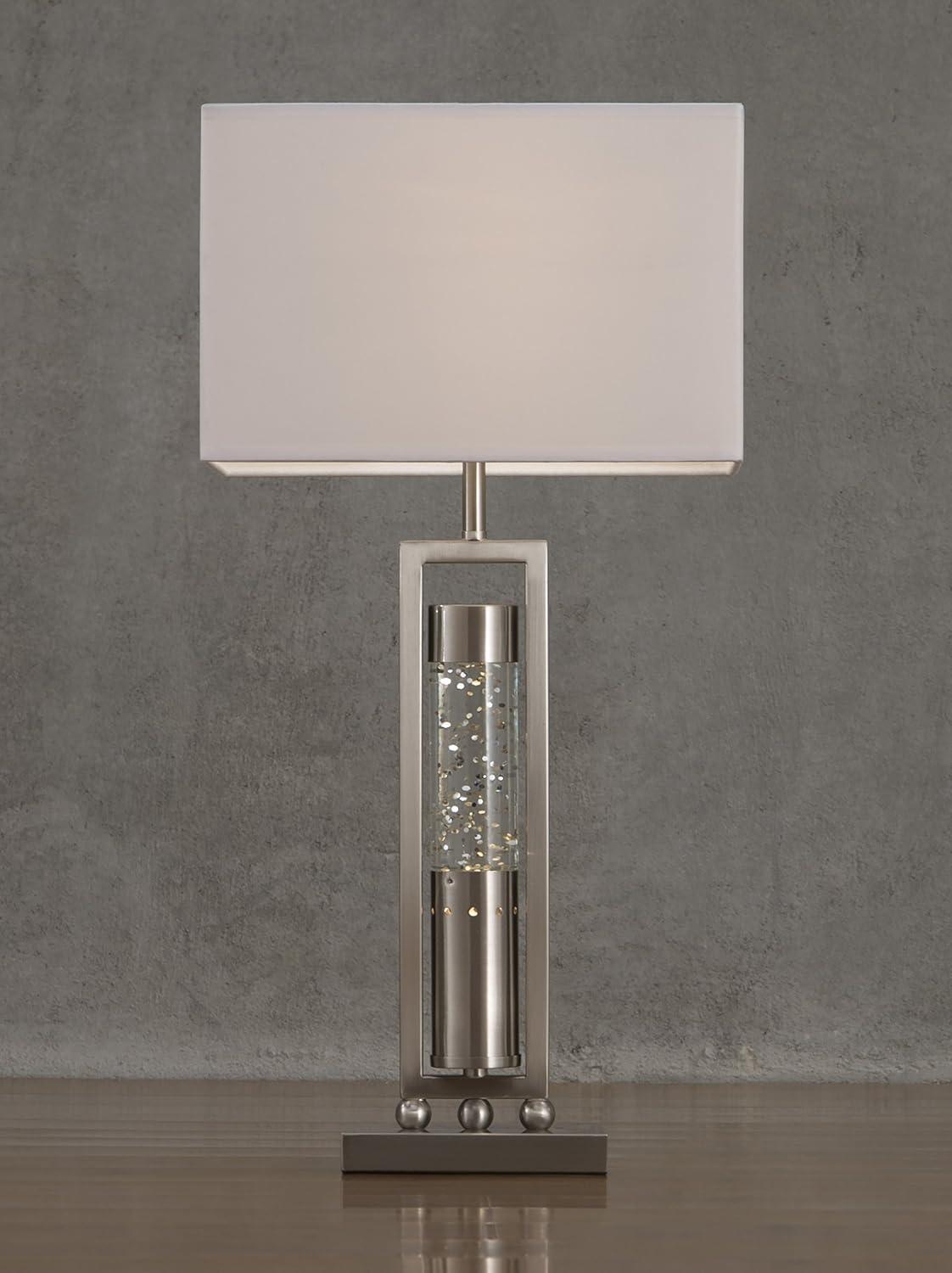 Lexicon Modern Metal Base Table Lamp in Satin Nickel