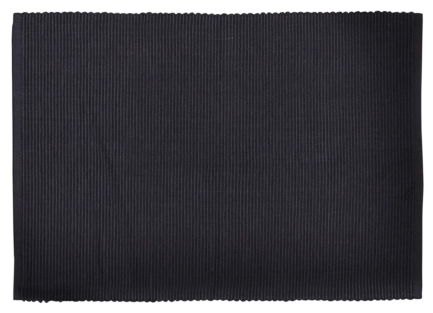 Design Imports Black Ribbed Placemat Set/6