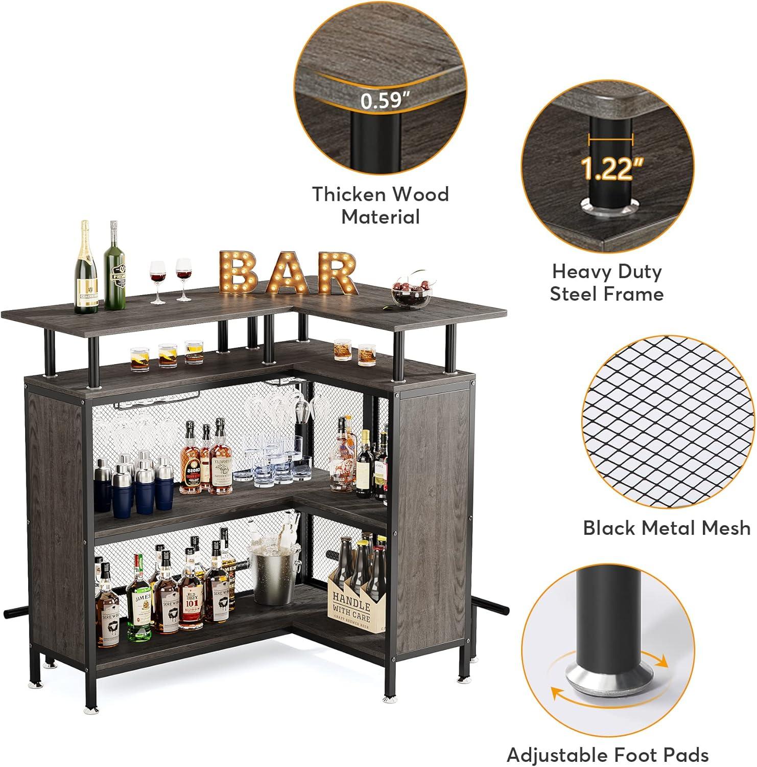 Tribesigns 2-Tier L-Shaped Home Bar Unit