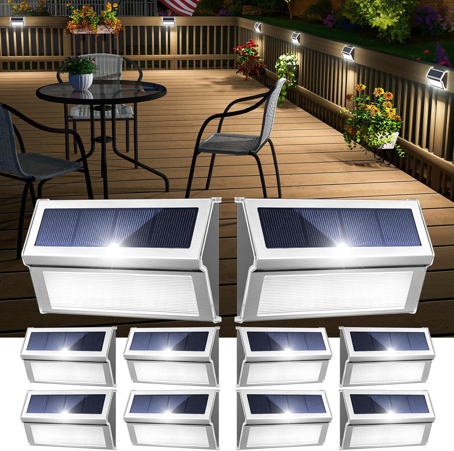 [Stainless Steel Outdoor Solar Lights,Waterproof Decorative Lights for Fence,Garden,Stair,Pathway,Patio,Porch,Yar