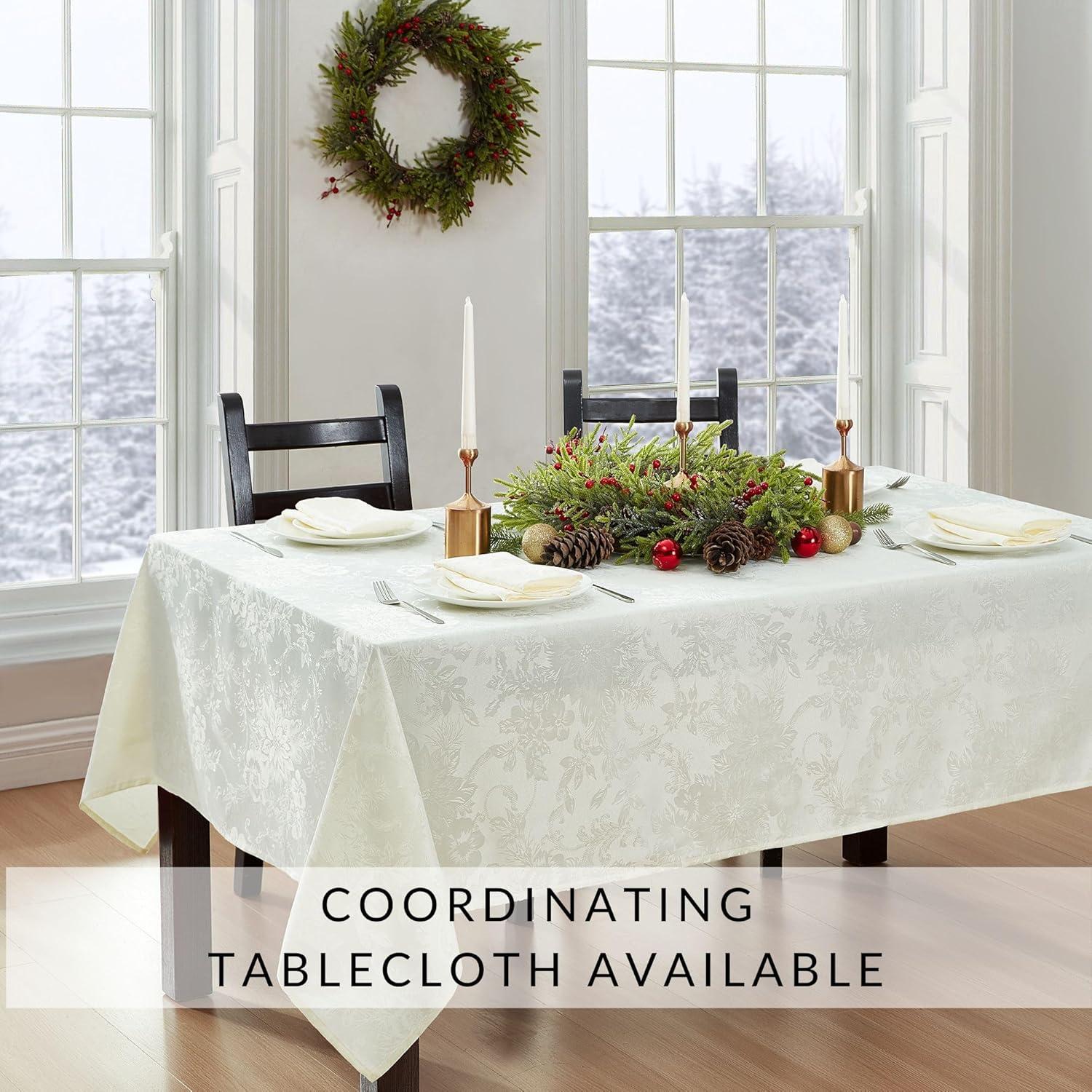 Ivory Jacquard Poinsettia Holiday Placemats Set of 4