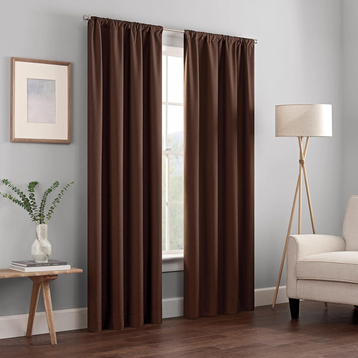 Chocolate Blackout Rod Pocket Curtain Panel, 42" x 84"