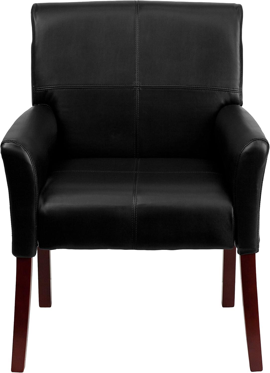 Emma and Oliver Leather Executive Side Reception Chair with Mahogany Legs