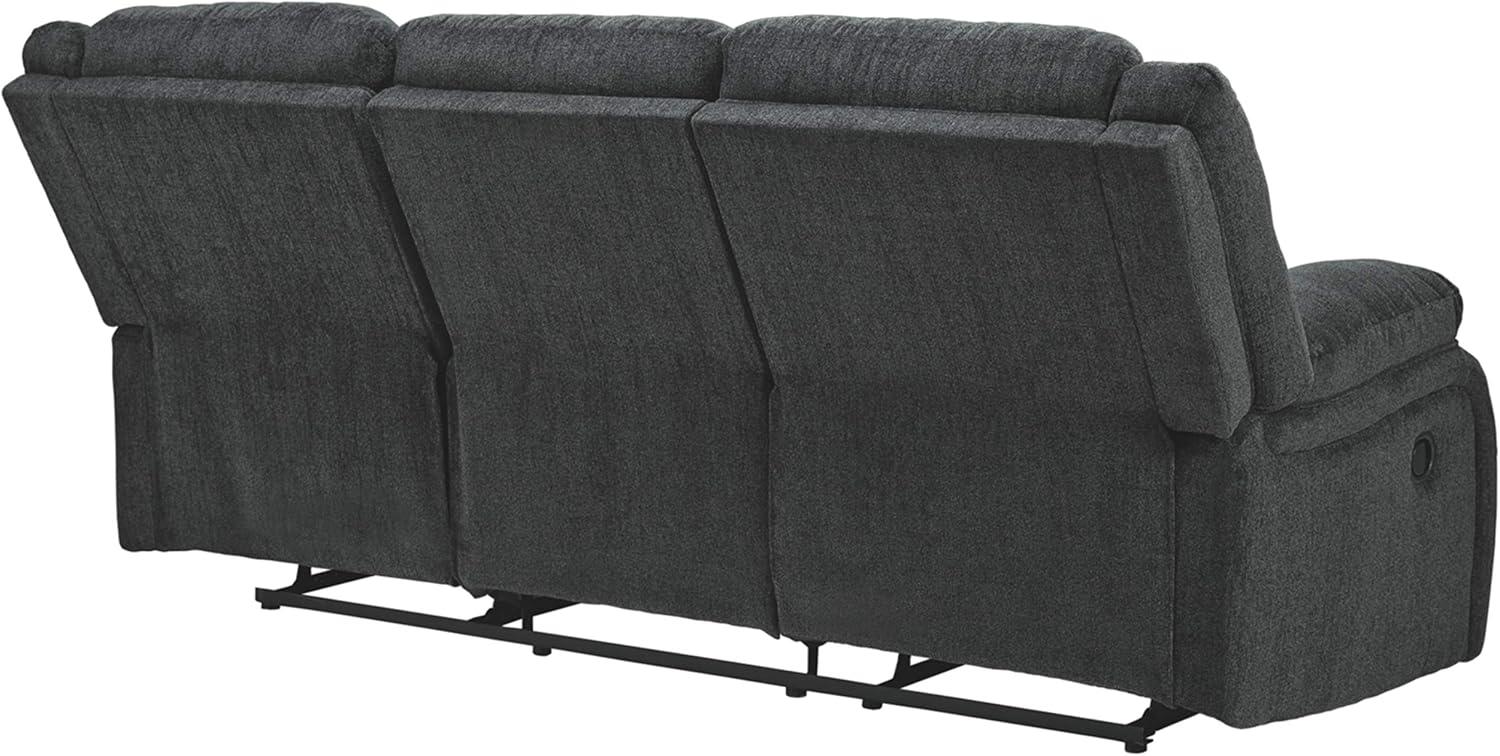 Slate Gray Fabric Manual Reclining Sofa with Thick Cushions