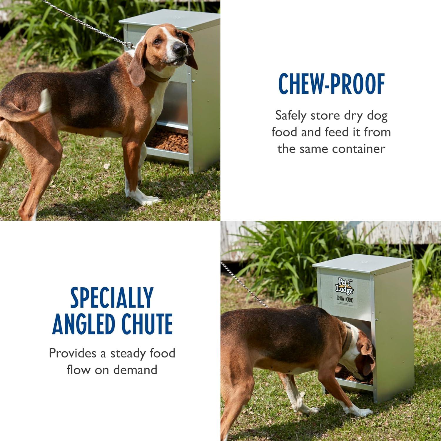 Little Giant Pet Lodge Dry Food Automatic Steel Dog Feeder Chow Hound 25 Pound Capacity