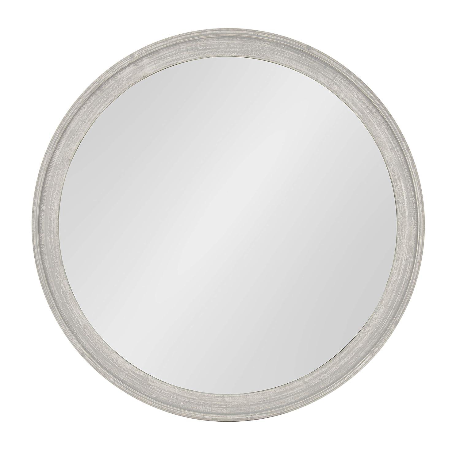 28" x 28" Mansell Circular Shaped Hanging Wood Wall Mirror Gray - Kate and Laurel