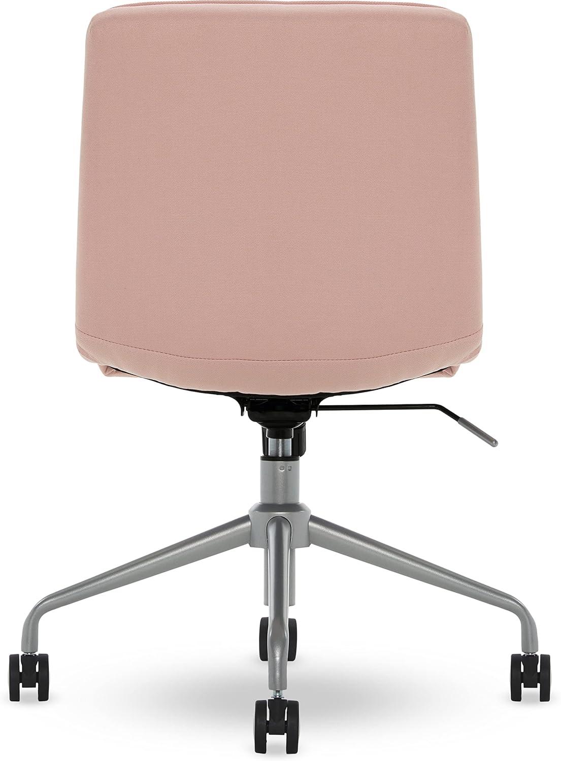 French Pink Armless Task Chair with Chrome-Finished Base