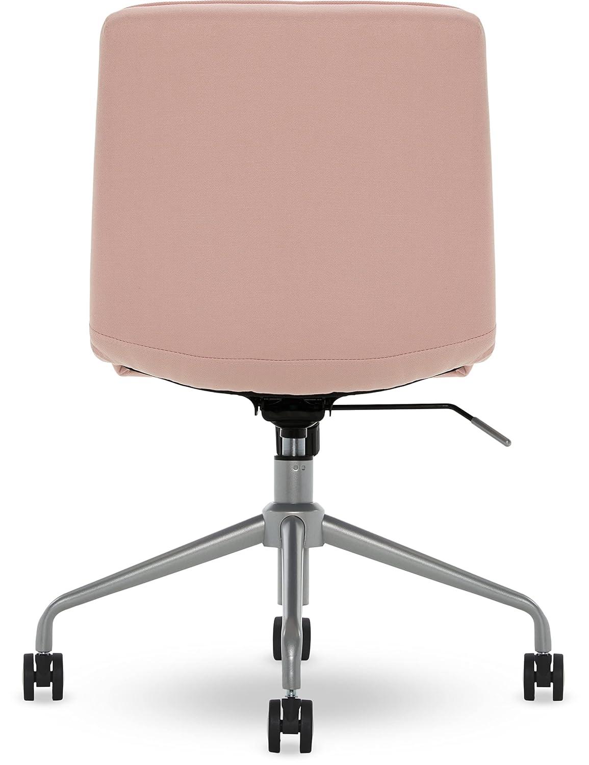 Adore Decor Adelaide Task Chair French Pink: Chrome-Plated, Adjustable Height, Swivel, Metal Base