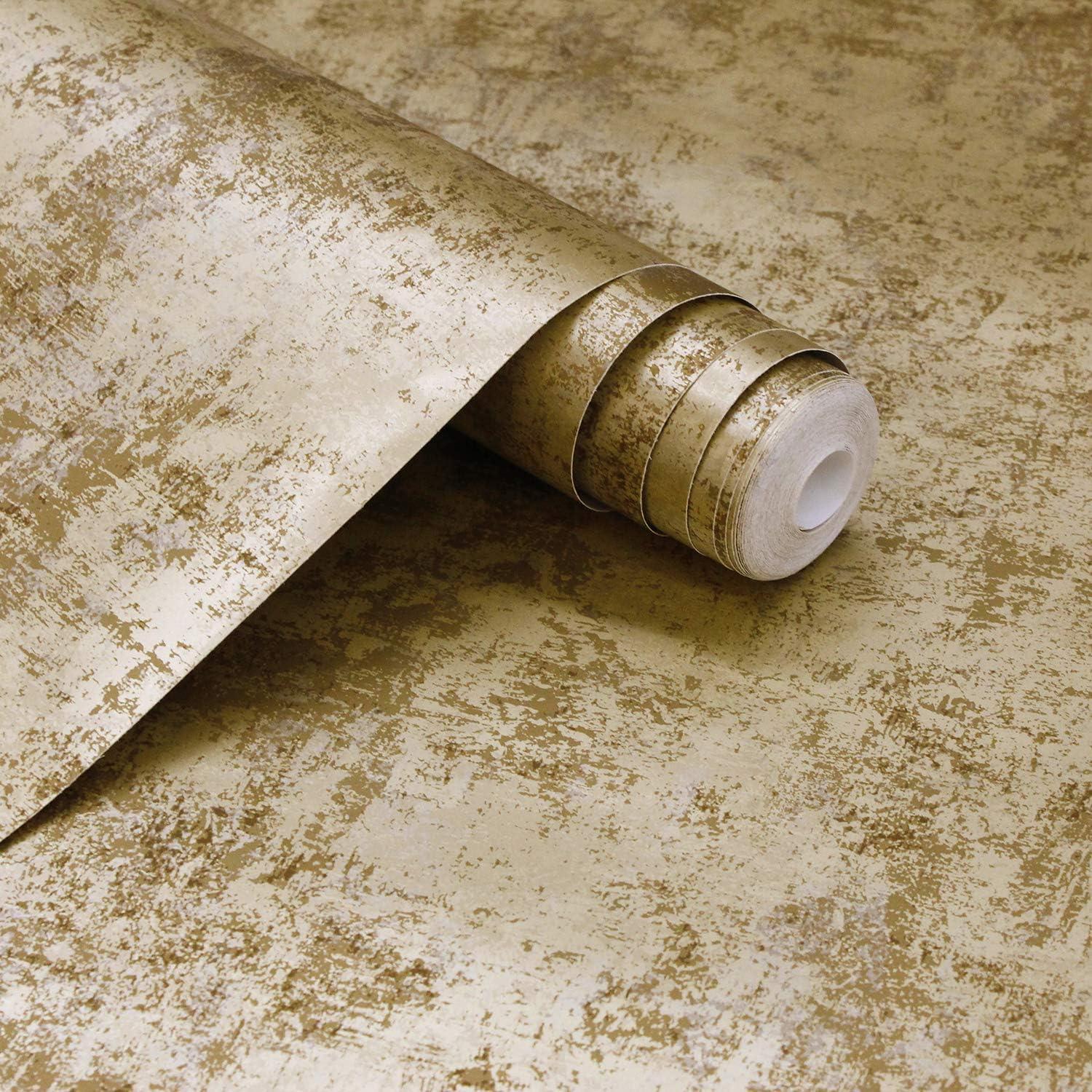 Tempaper & Co. Distressed Gold Removable Peel and Stick Wallpaper, Gold Leaf, 28 sq ft: Nursery, Botanical, Vinyl, Self-Adhesive