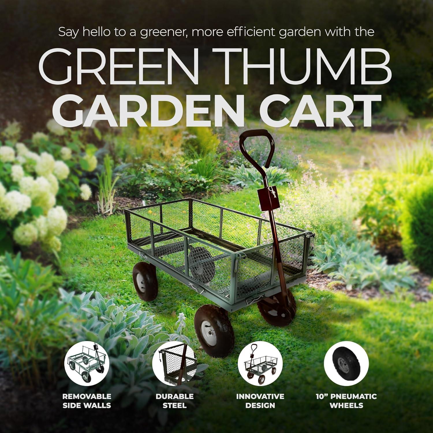 Green Thumb 70108 4 Wheel Mesh Garden Cart With Sidewalls