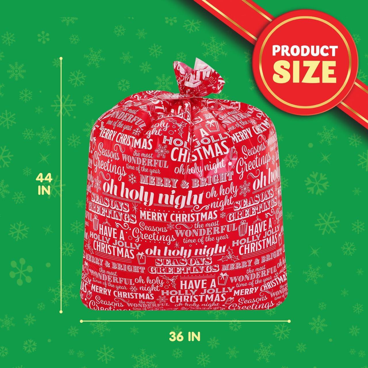 SYNCFUN 8Pcs Jumbo Christmas Giant Goody Gift Bags 44” X 36” with Gift Tags for Holiday Treats, Oversize Xmas Gifts