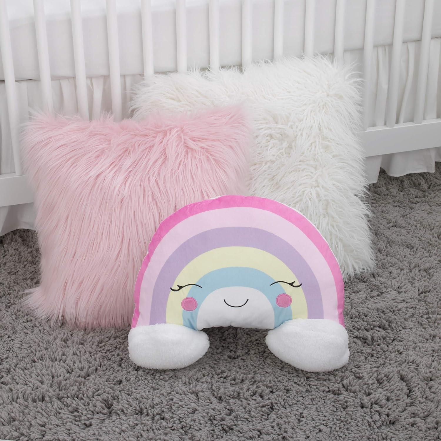 NoJo Little Love by NoJo Rainbow Shaped Plush Sherpa Decorative Pillow with Clouds