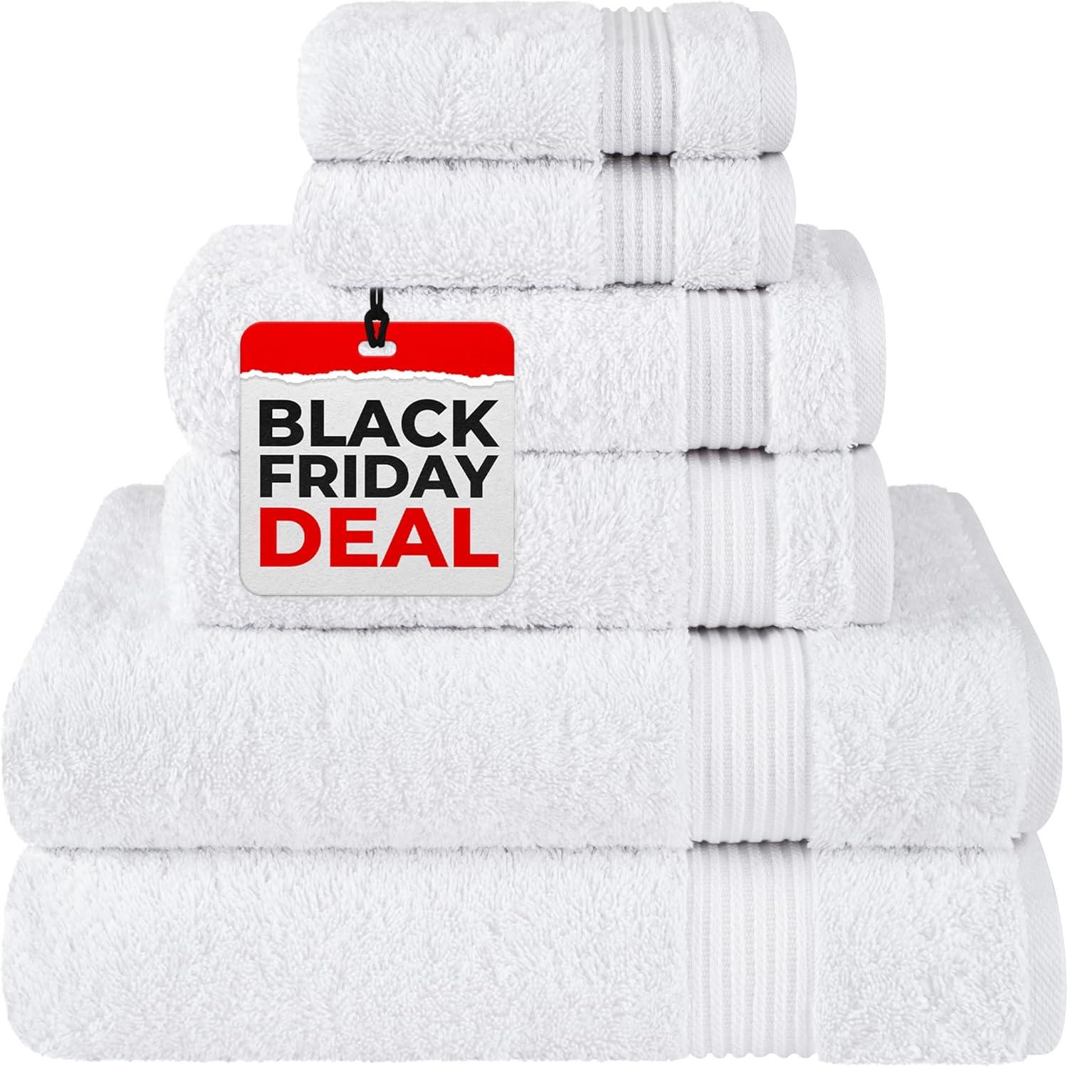 American Soft Linen Turkish Premium Quality 100% Cotton 6 Piece Towel Set, Soft Absorbent Quick Dry Bath Towels for Bathroom