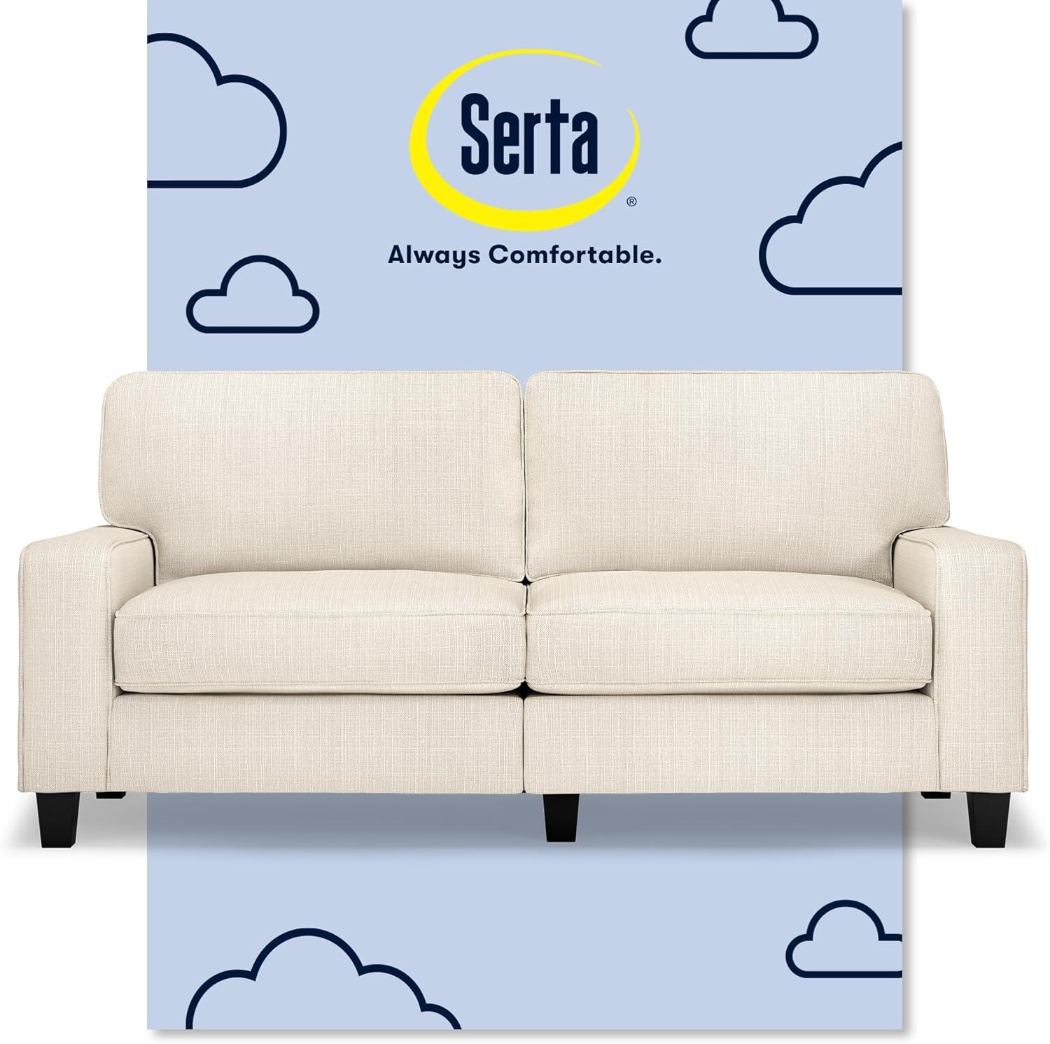 Serta Palisades 73" Track Arm Sofa, Easy Care Fabric, Soft Pillow Back, Pocket Coil Seat Cushions