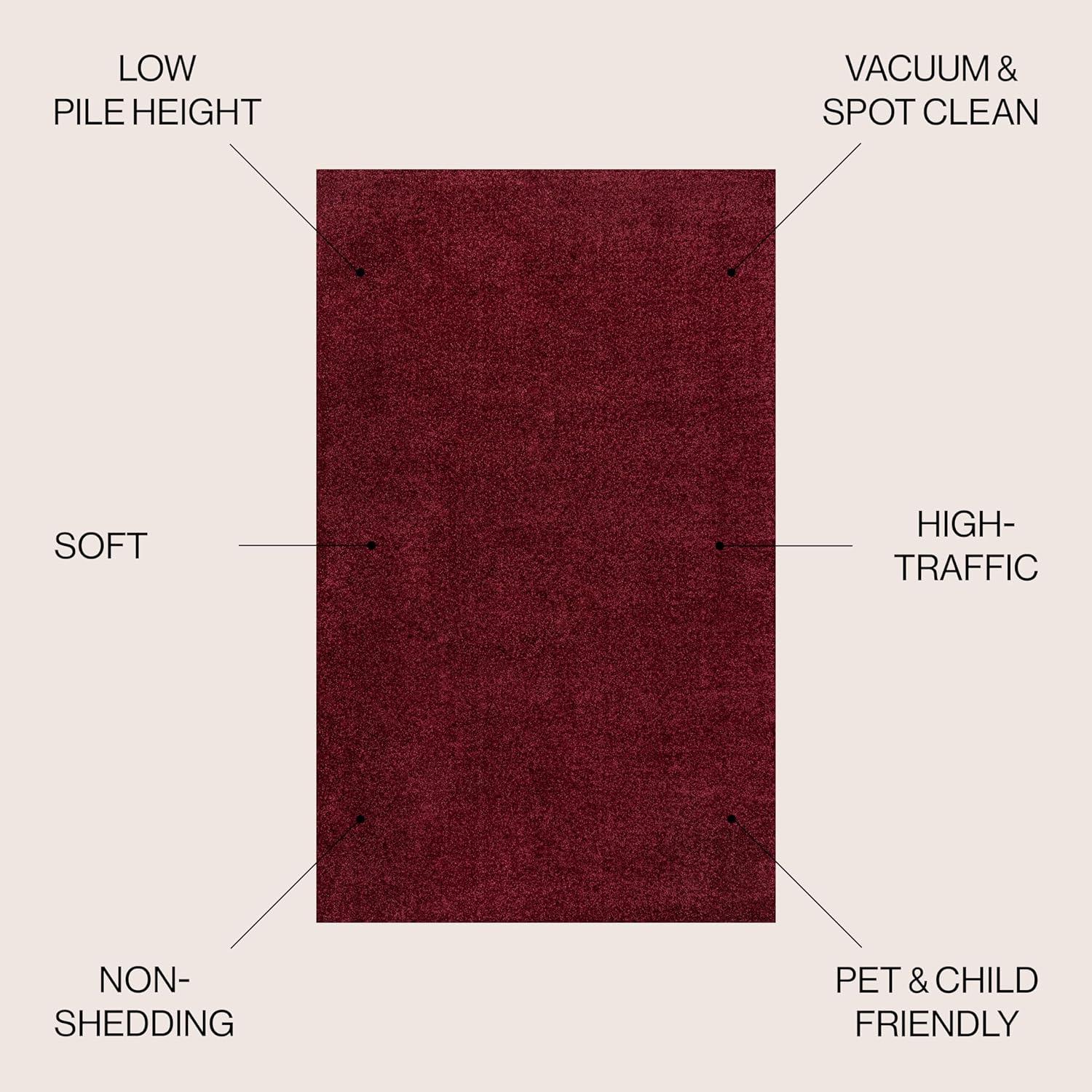 3'x5'Oval  Haze Solid Low-Pile, Dark Red - JONATHAN Y