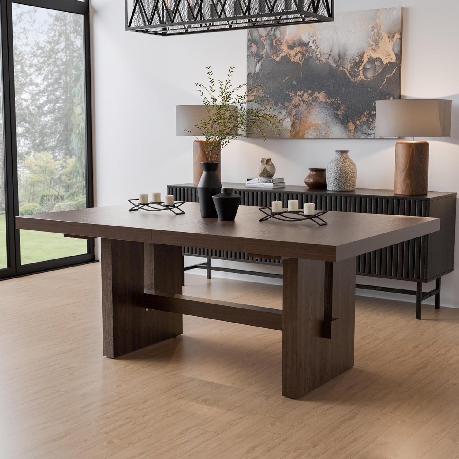 Goddard Dark Walnut Solid Wood Extendable Dining Table, 108-inch