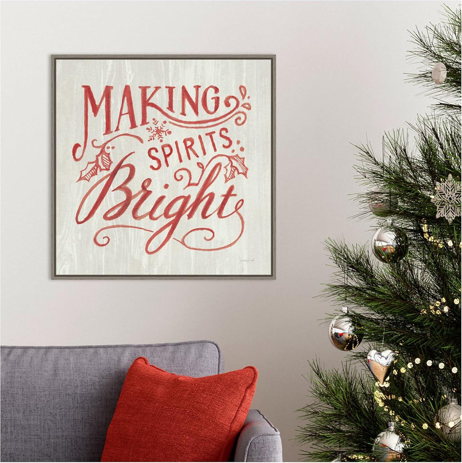 22" x 22" White and Bright Christmas Framed Wall Canvas - Amanti Art