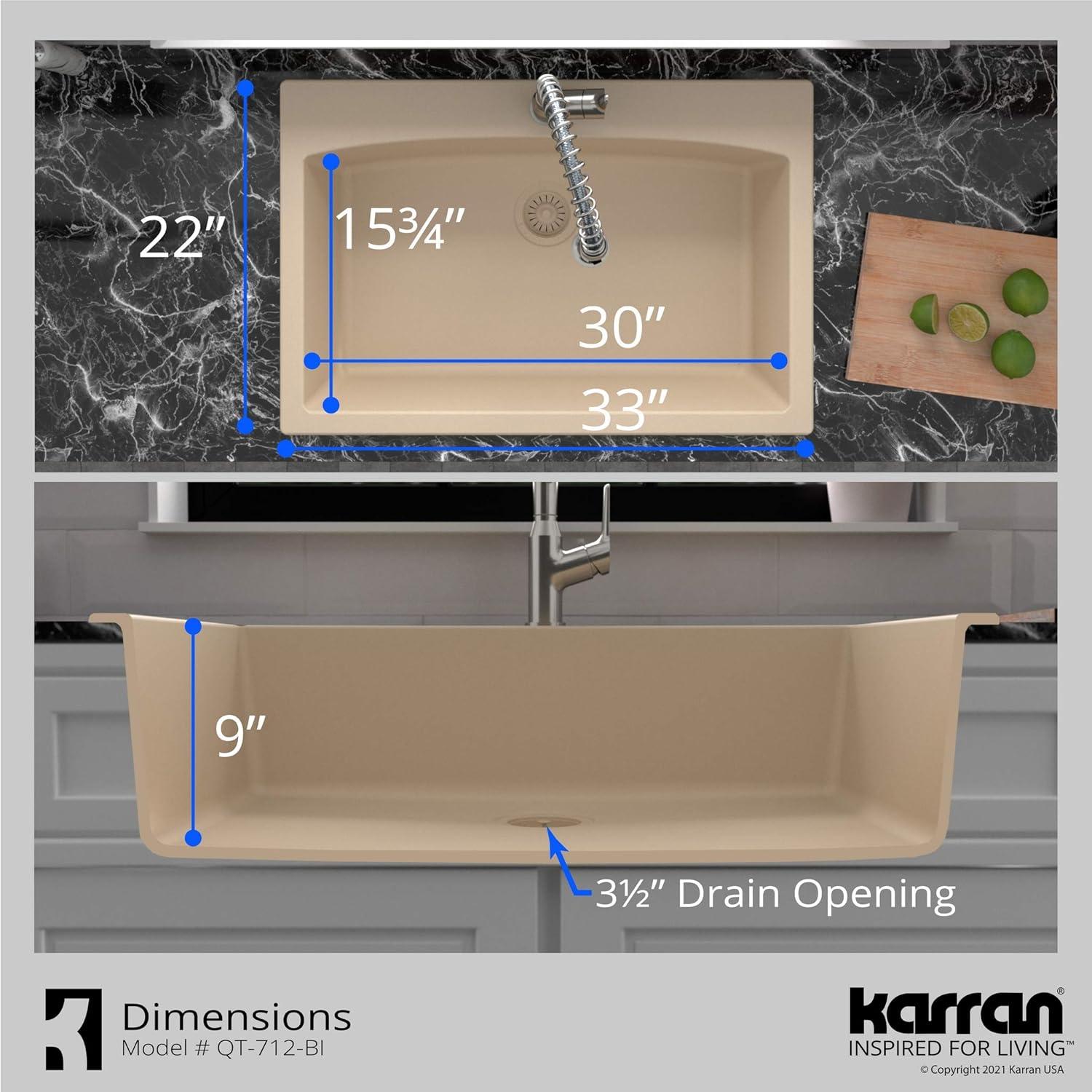 Karran Drop-in Quartz Composite 33'' X 22'' 1-Hole Single Bowl Kitchen Sink