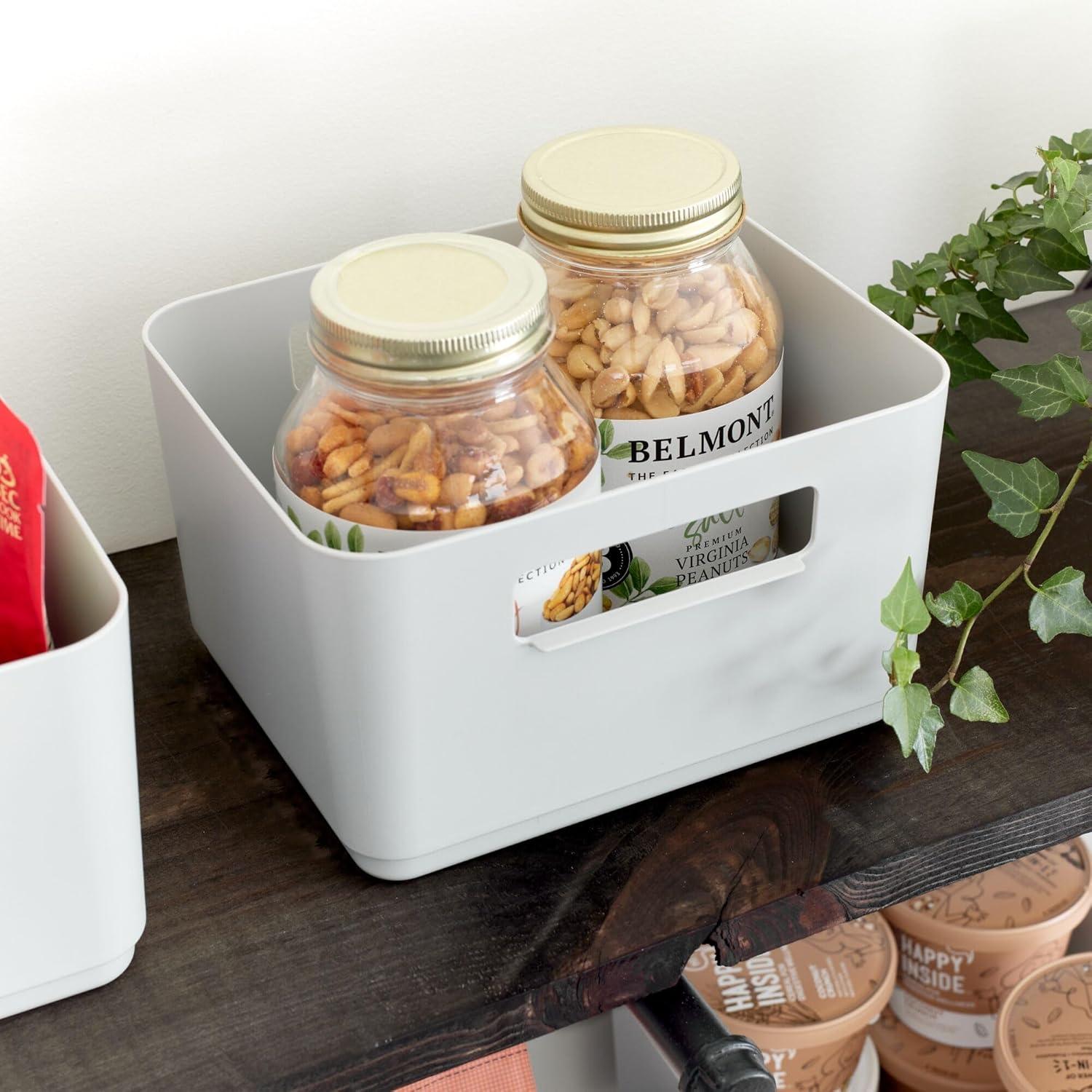 iDesign iDesign Plastic Pantry Storage Bin with Handles for Kitchen Organization - Set of 2 - Gray