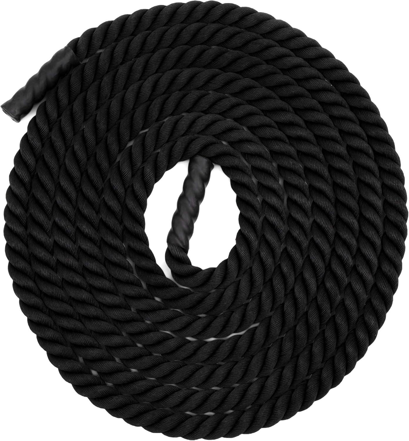 Black Heavy-Duty Polyester Training Battle Rope with PVC Handles