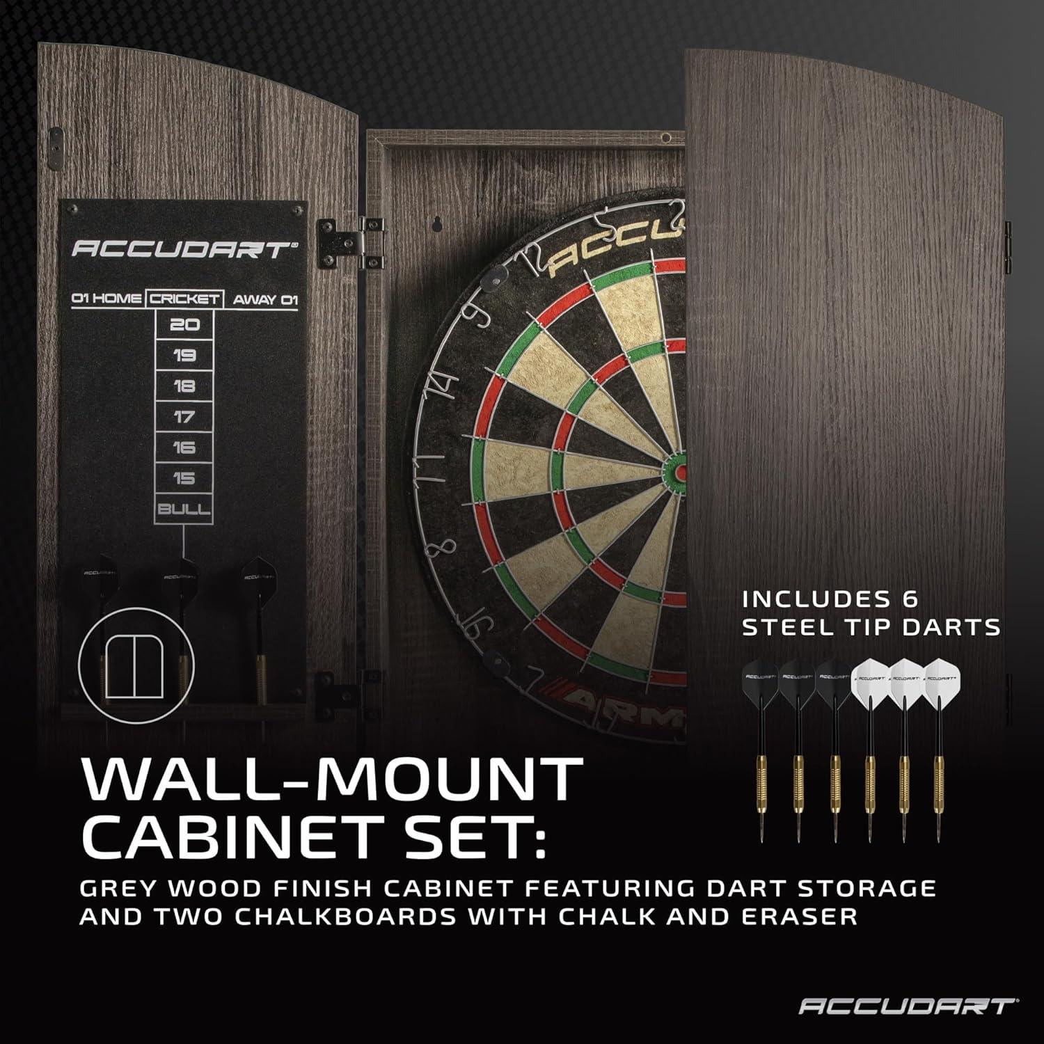 Accudart Armada Bristle Dartboard Cabinet Set with Chalkboards