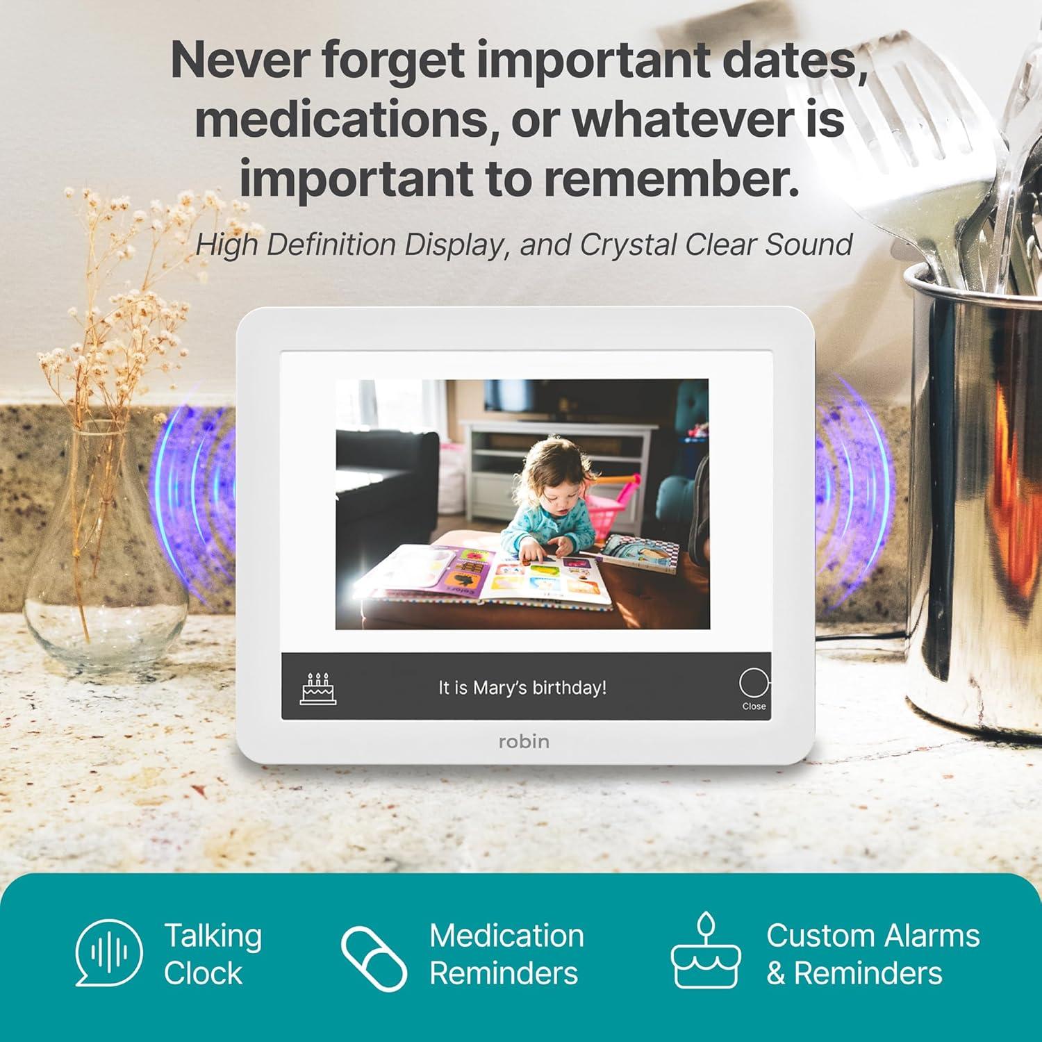 White 12" Digital Calendar Clock with Large Display