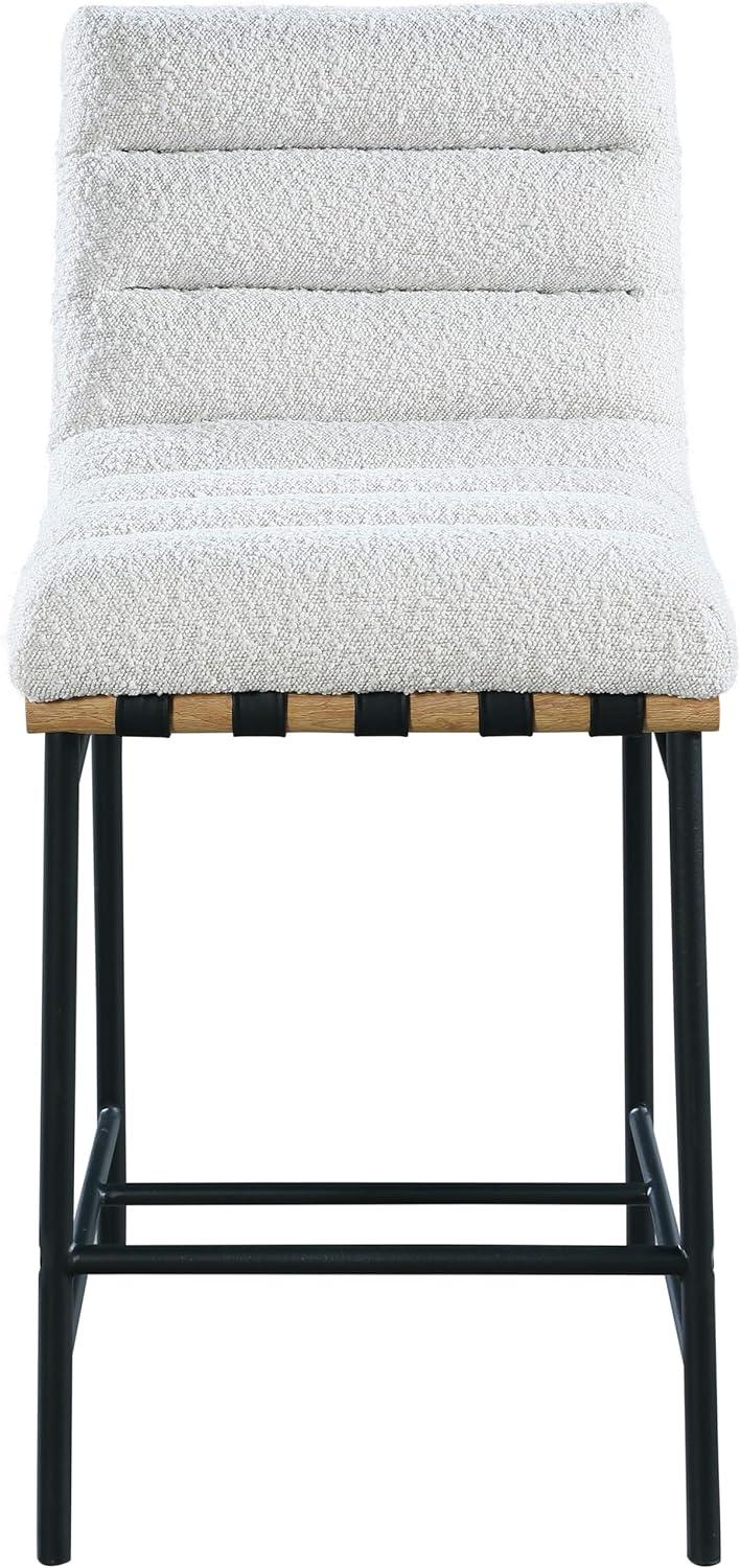 Meridian Furniture Burke Cream Boucle Fabric Counter Stool