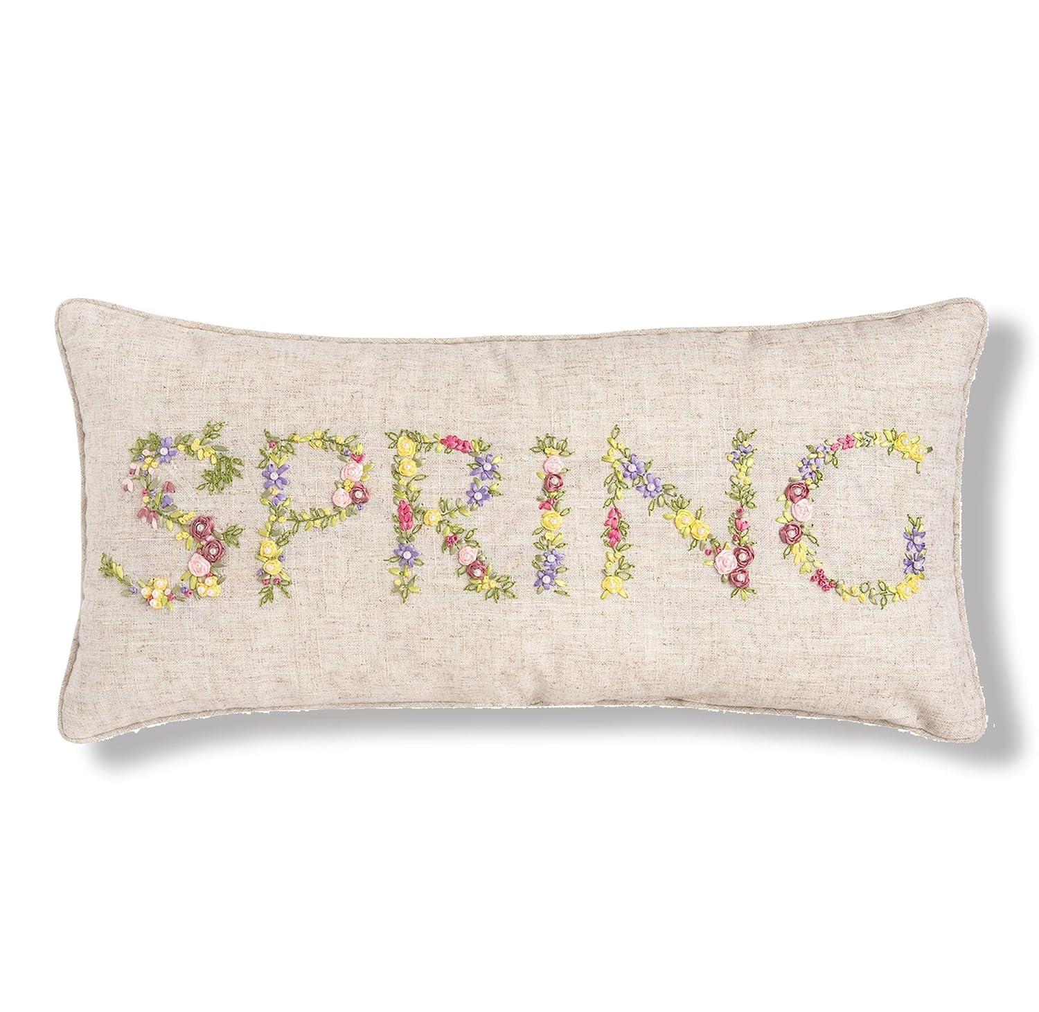 C&F Home Hand Crafted Ribbon Art Pillows Spring Ribbon Art Throw Pillow