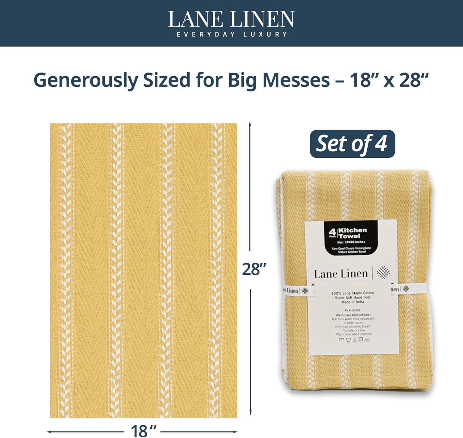 KAF Home Madison Set of 4 Absorbent, Durable and Soft Kitchen Towels | 18" x 28"  - Sunshine