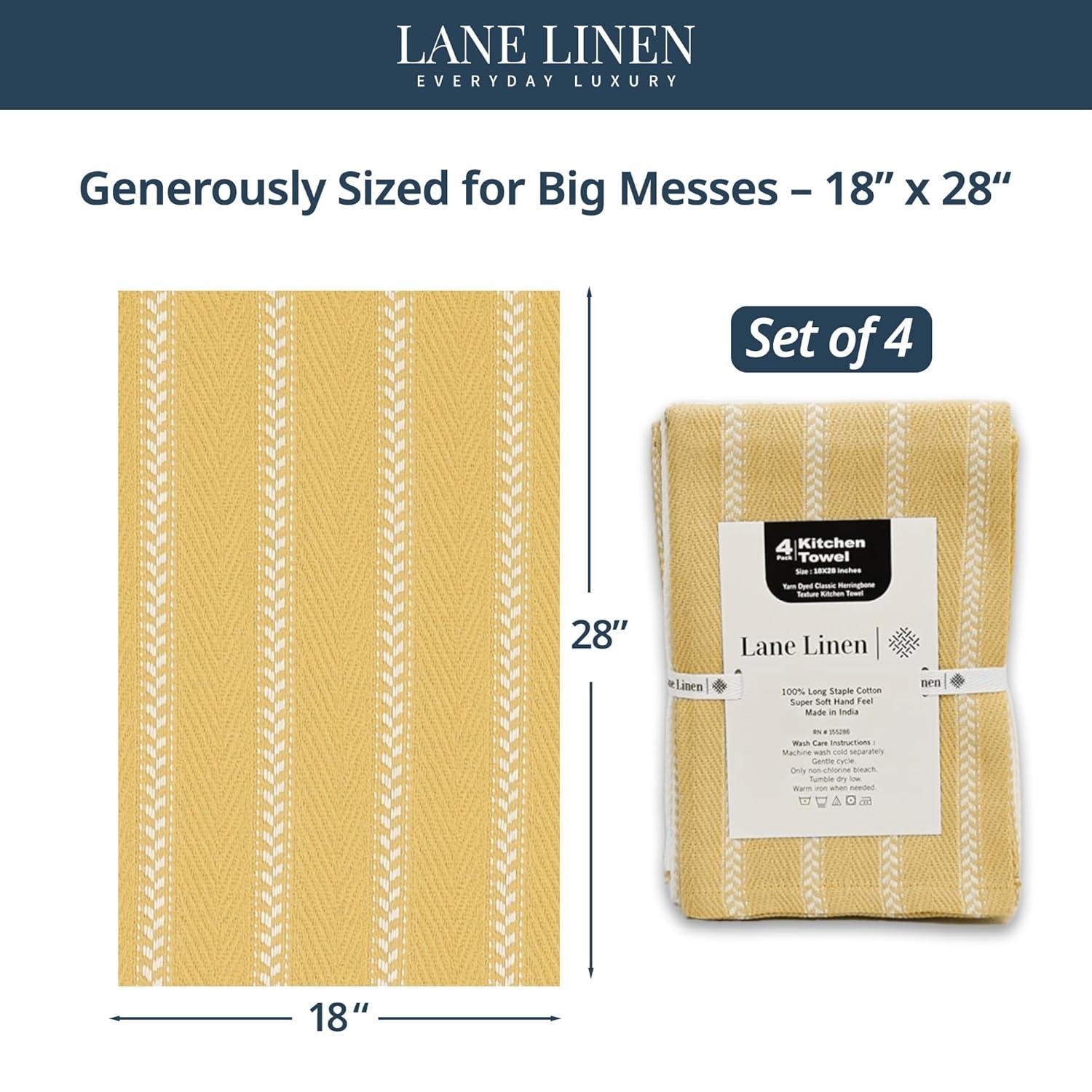 KAF Home Madison Set of 4 Absorbent, Durable and Soft Kitchen Towels | 18" x 28"  - Sunshine