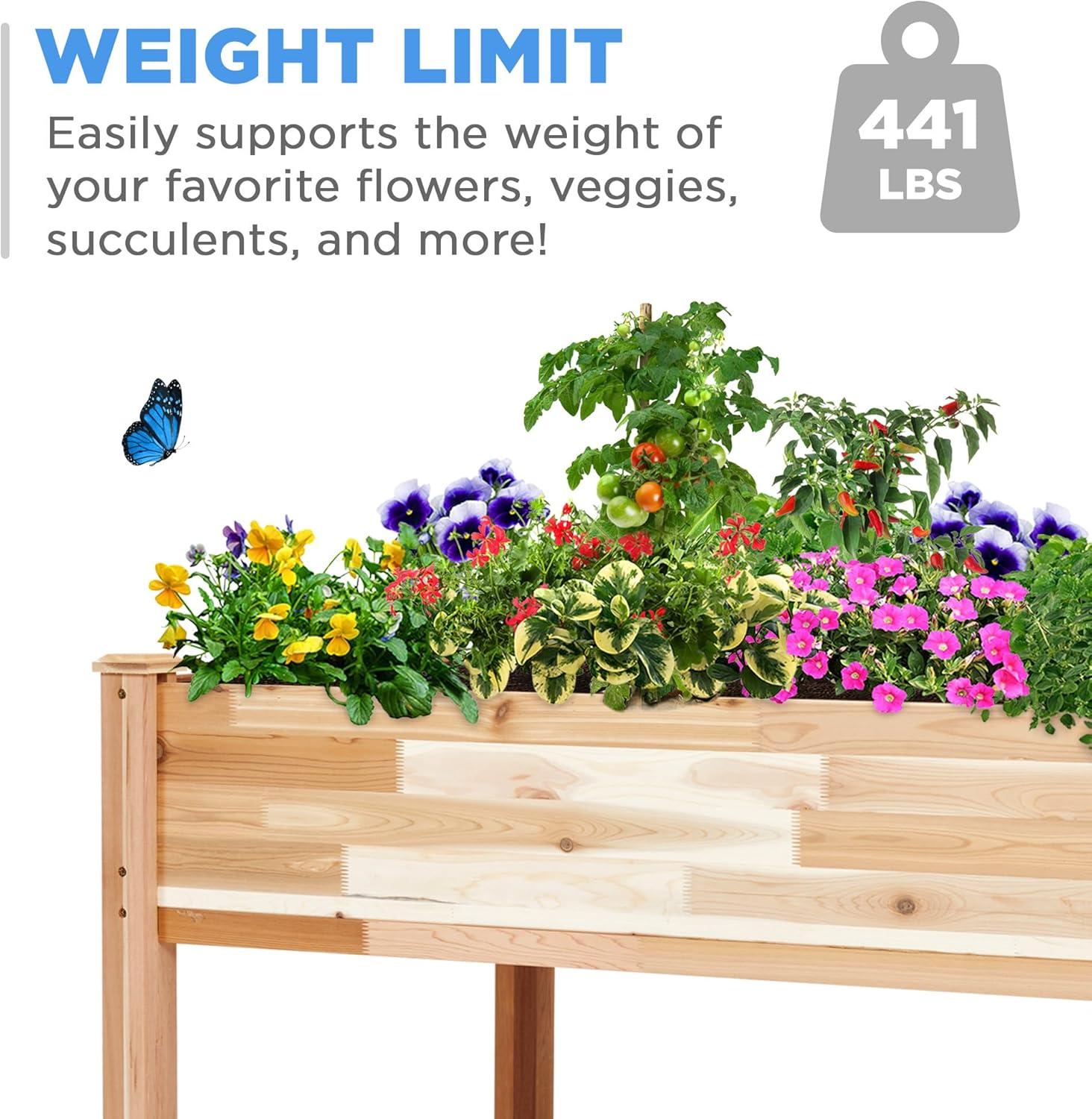 Jumbl 48" Cedar Wood Elevated Garden Bed Planter Box