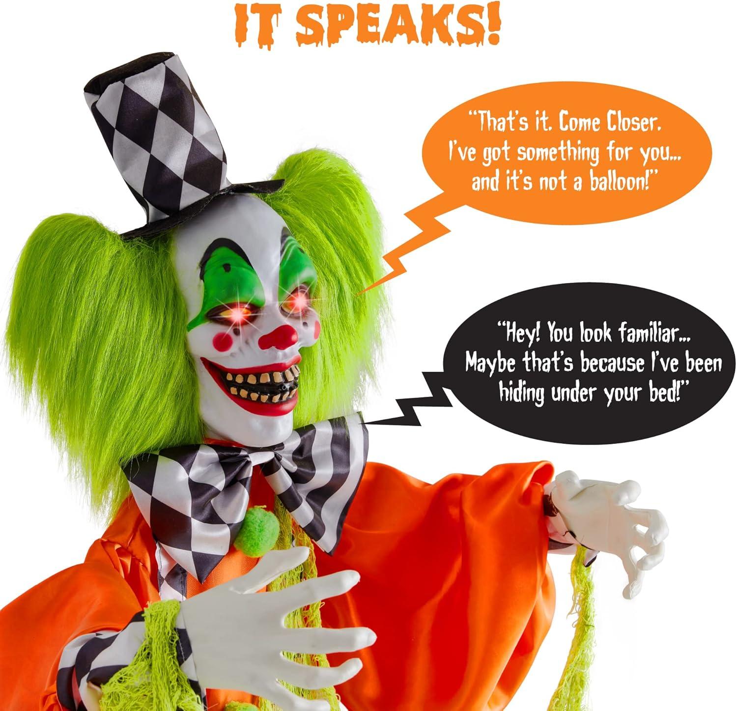 Best Choice Products Funhouse Freddy The Motion Activated Animatronic Killer Clown Halloween Prop w/ Pre-Recorded Lines