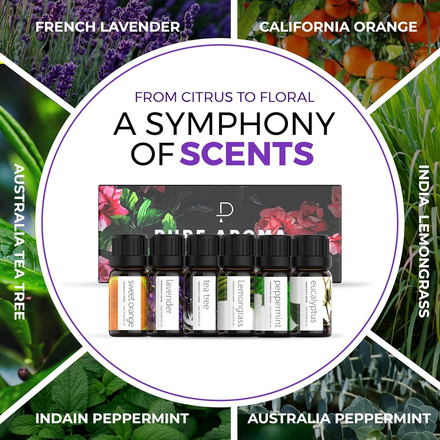 Pure Aroma 6-Pack Multi-Scent Essential Oil Set