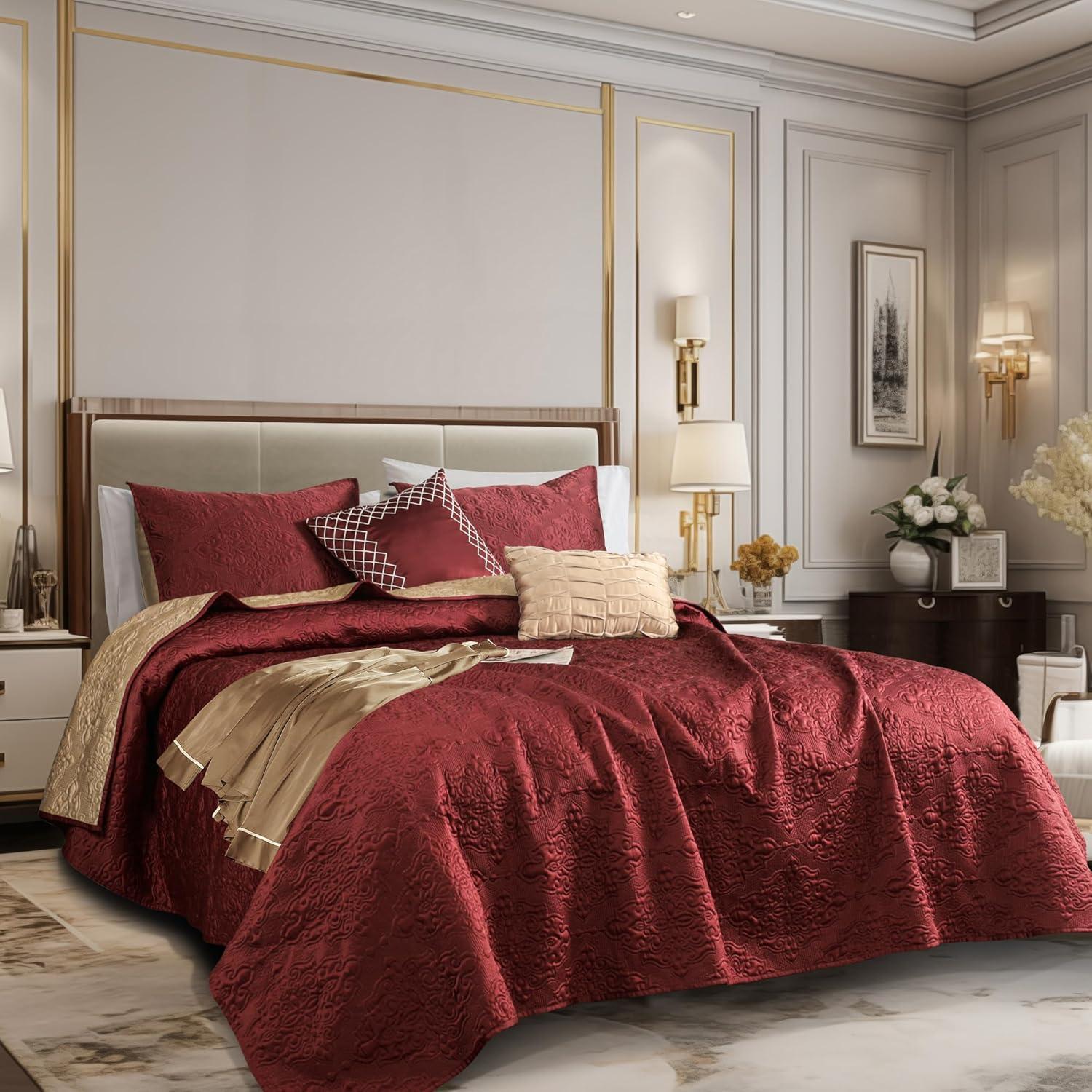 Wonderful Textile Satin Quilt Set Cooling 5-Piece Bedding Set