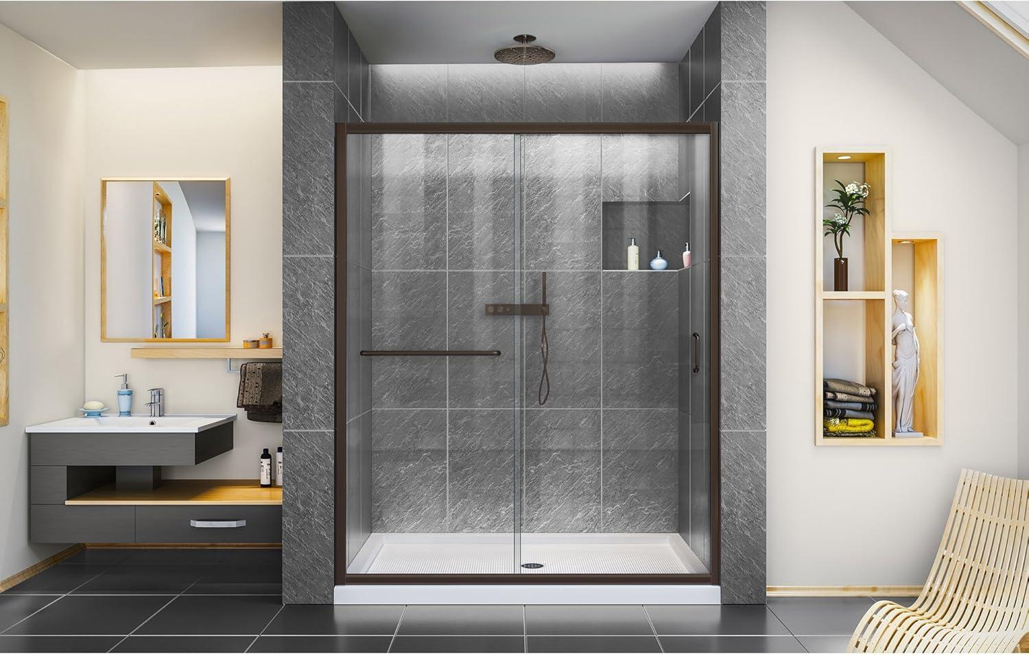 Infinity-Z 60" W x 72" H Single Sliding Frameless Shower Door