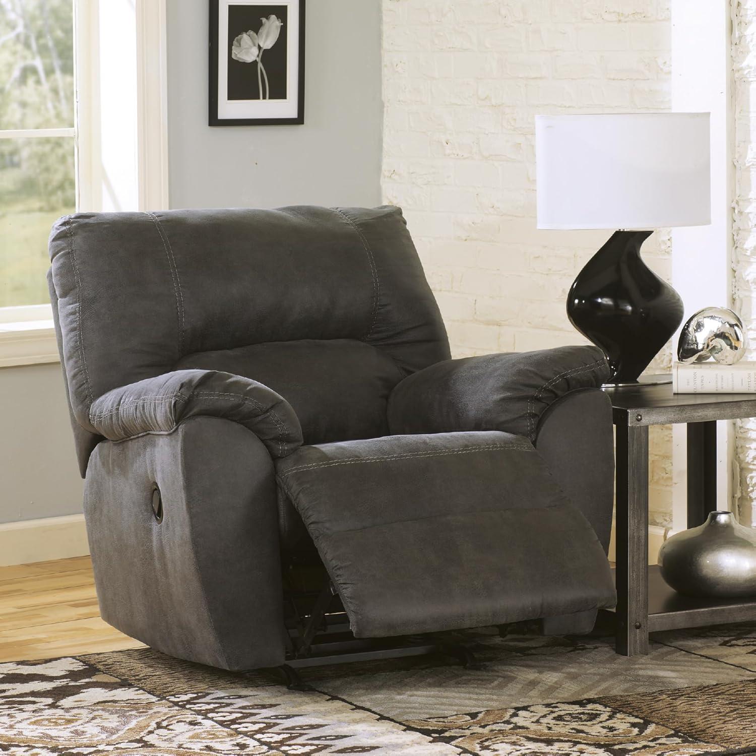 Signature Design by Ashley Tambo Fabric Rocker Recliner in Pewter