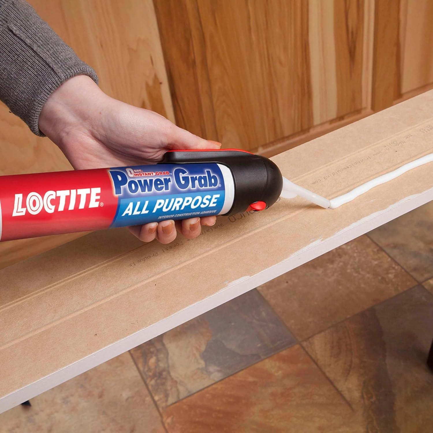 Loctite Power Grab Construction Adhesive All Purpose, Pack of 1, White 7.5 fl oz Pressure Pack