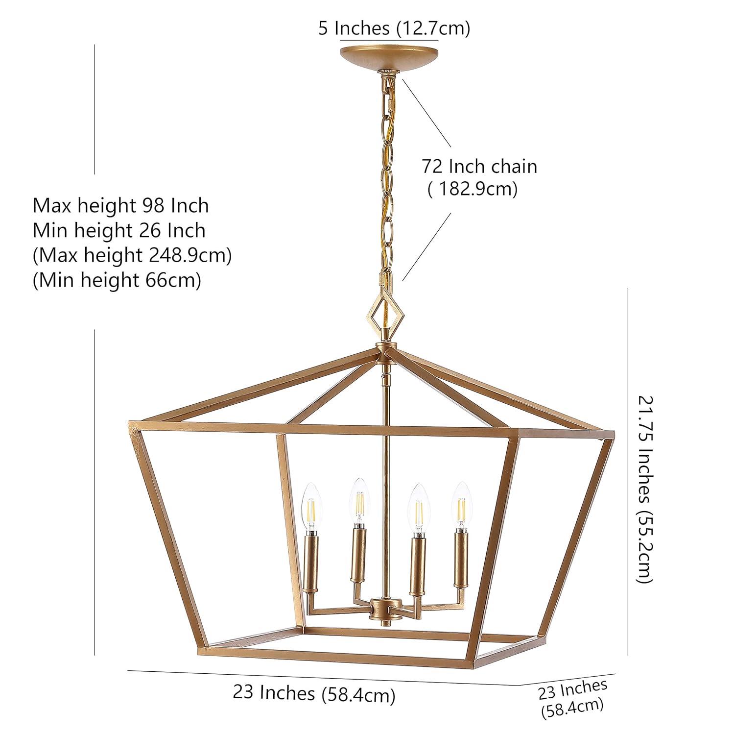 Gatsby 23" 4-Light Adjustable Iron Rustic Glam LED Pendant, Gold