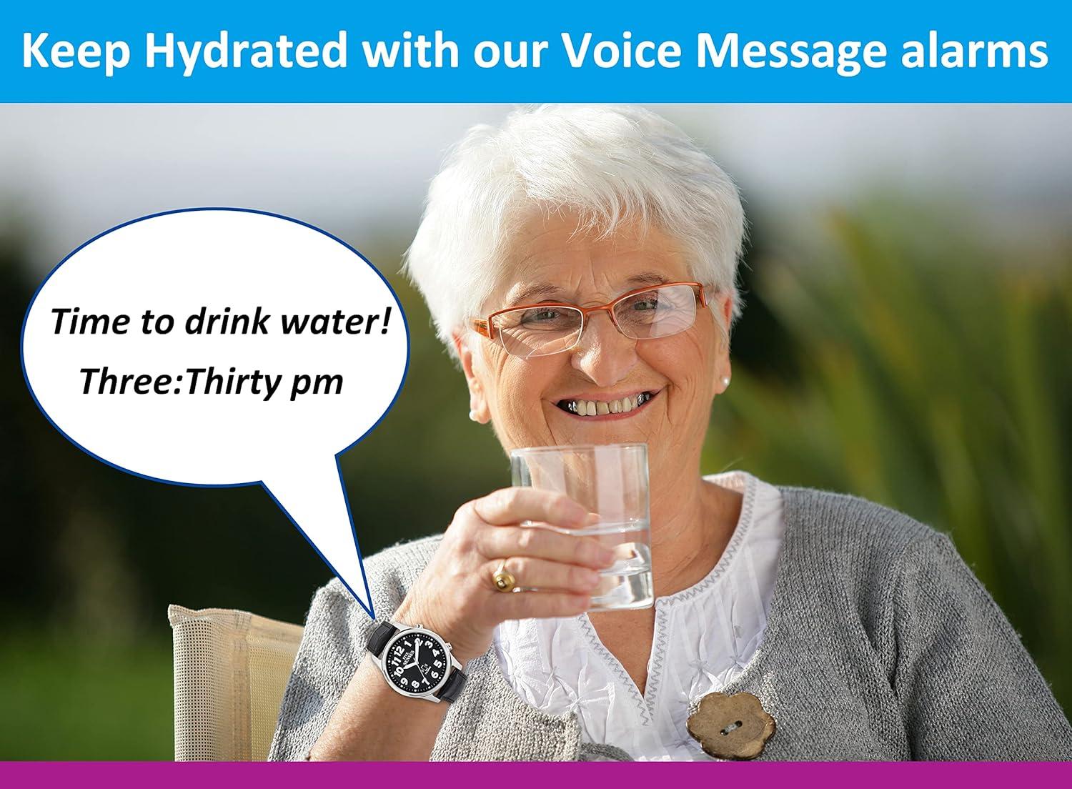 FIVE SENSES Jumbo Smart Atomic Talking Watch with Voice Reminders and App Control for Seniors and Visually Impaired - Great Gift for Blind Men and Women. Metal Talking Watches for The Blind (Black)