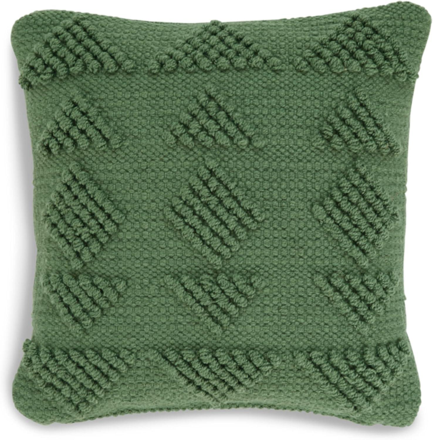 Green Handwoven Geometric 16" Square Indoor/Outdoor Pillow