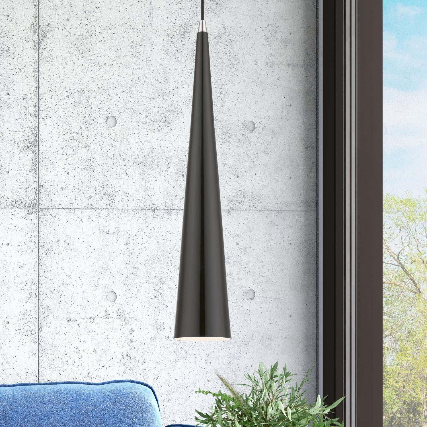 Livex Lighting Andes 1 - Light Pendant in  Shiny Black/Polished Chrome