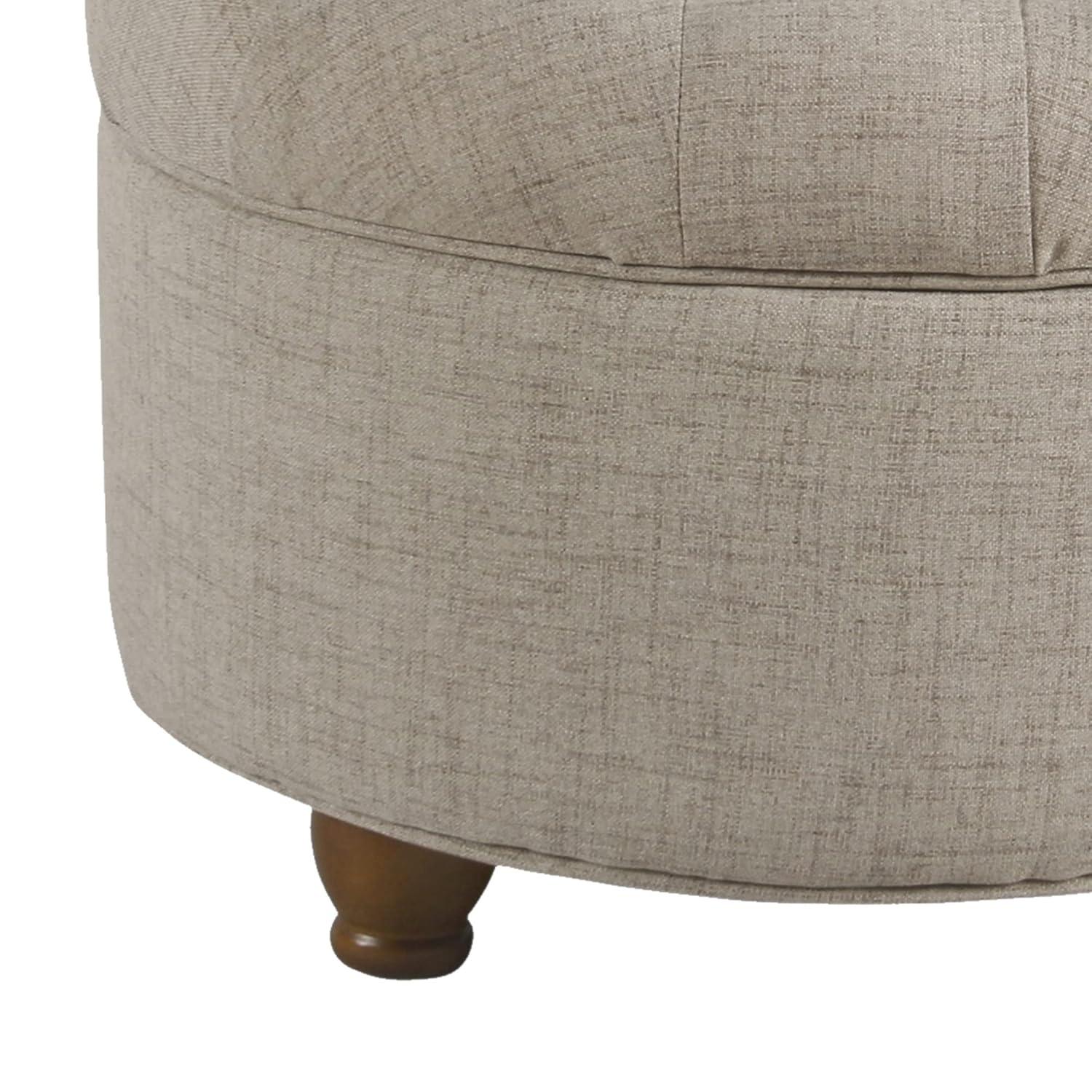 Benzara Otomana de Madera Tapizada en Tela con Almacenamiento con Tapa Elevable Capitoné, Beige-Color:Beige