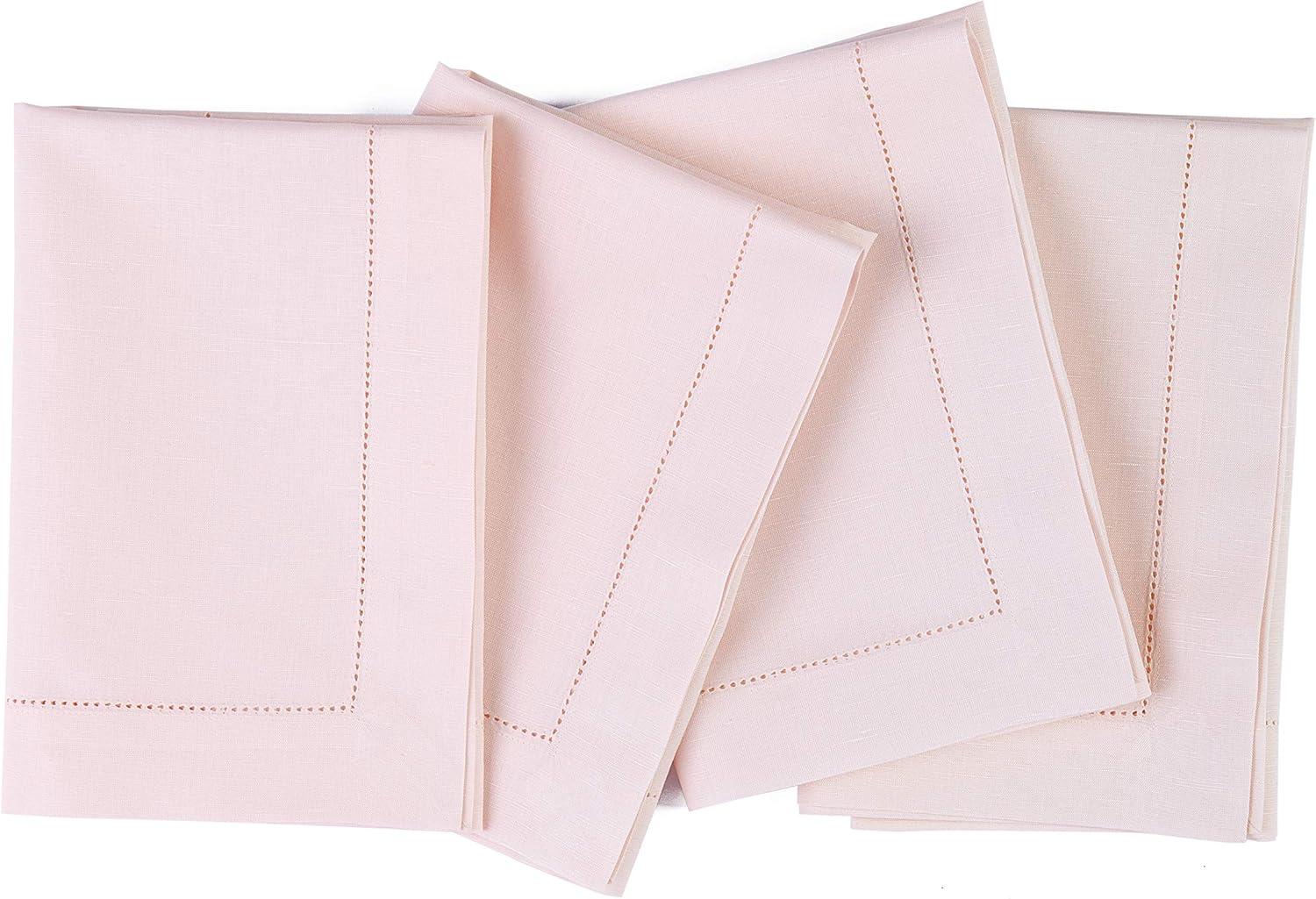 Solino Home Cotton Linen Hemstitch Dinner Napkins (Set of 4)