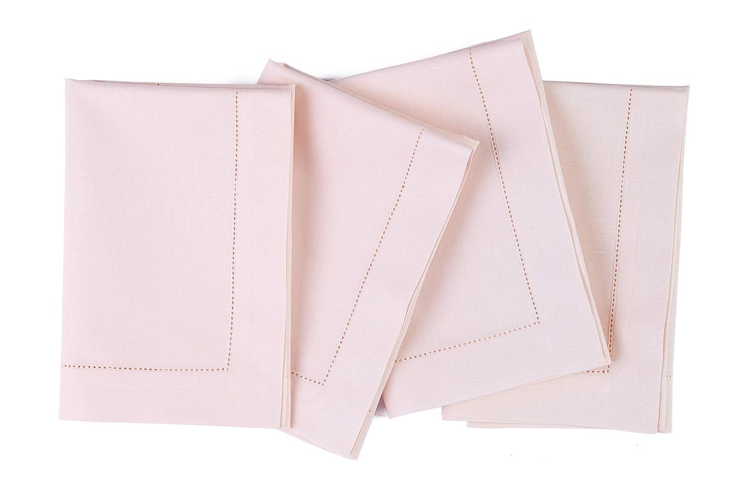 Solino Home Cotton Linen Hemstitch Dinner Napkins (Set of 4)