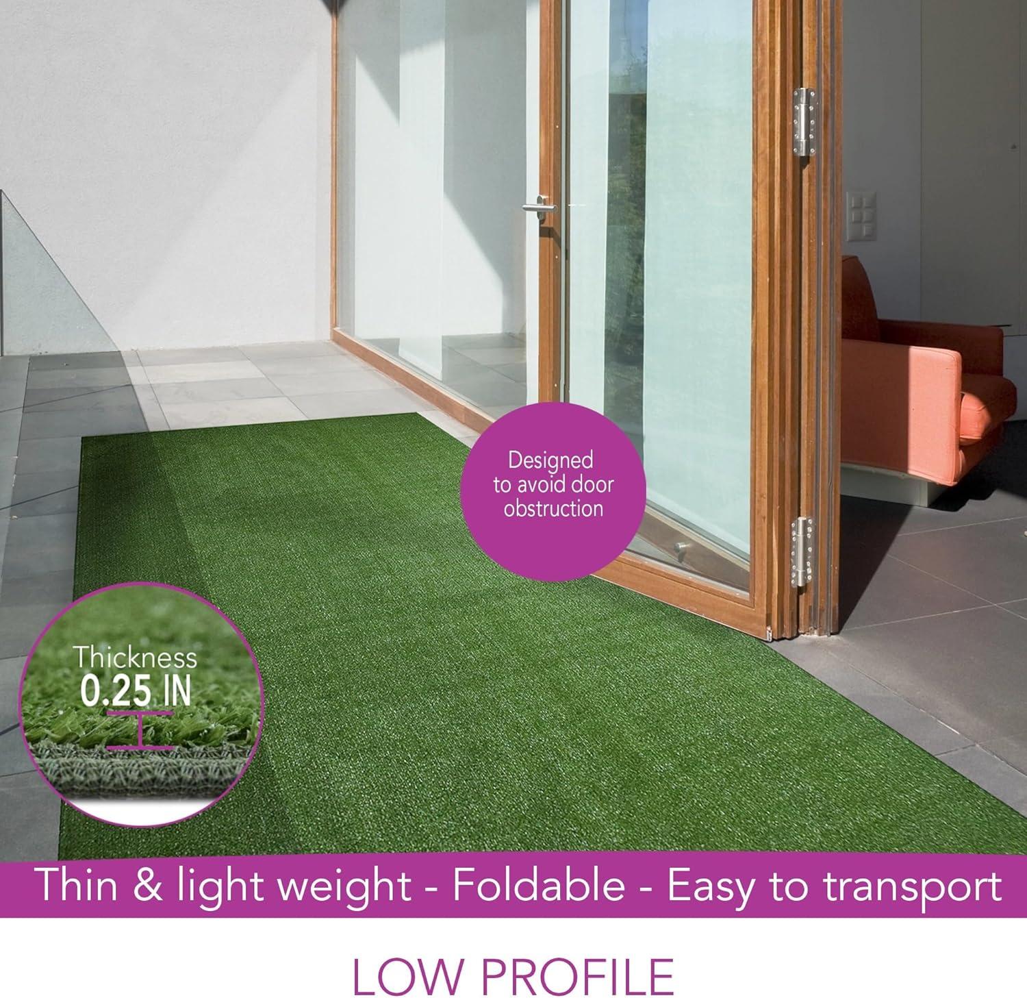 iCustomRug Synthetic Grass Rug – 4x10ft Lawn Green Turf Carpet for Patios, Yards, Boats, Camping – Indoor/Outdoor Use