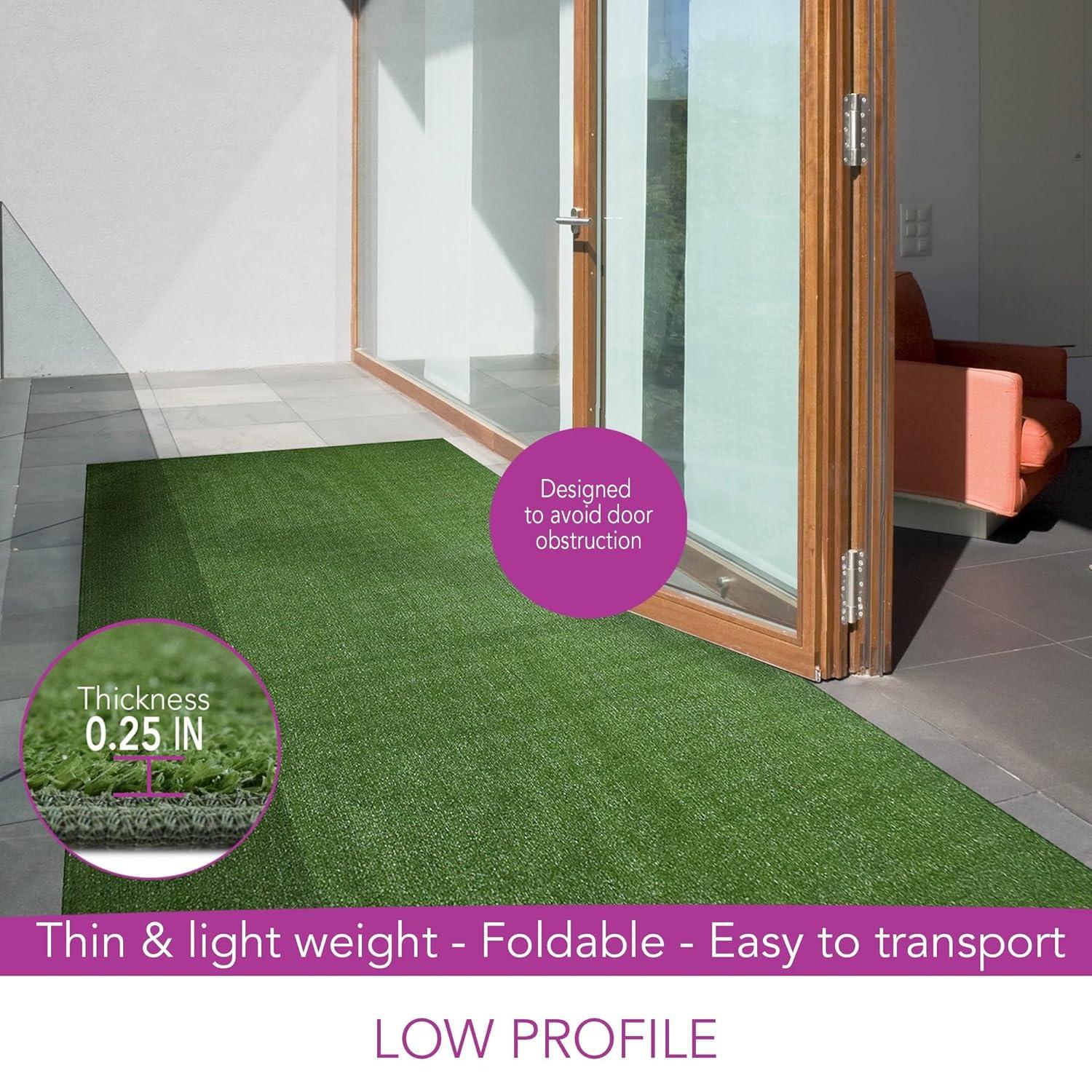 iCustomRug Synthetic Grass Rug – 4x10ft Lawn Green Turf Carpet for Patios, Yards, Boats, Camping – Indoor/Outdoor Use